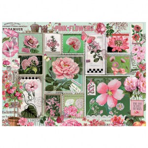 Puzzle Barbara Behr: Pink Flowers - 1000 pz - Cobble Hill 80042