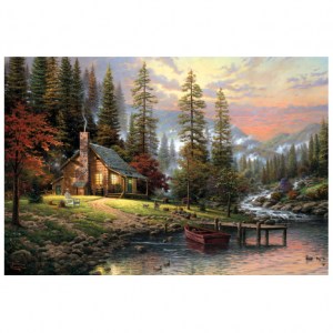 Puzzle Thomas Kinkade: A Peaceful Retreat - Casa in montagna - 500 pz - Schmidt 58455