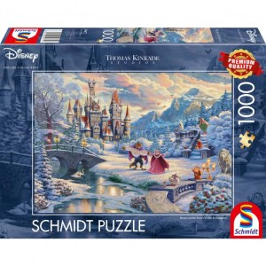 Puzzle T. Kinkade: Disney La Bella e la Bestia sulla neve - 1000 pz - Schmidt 59671 - Box