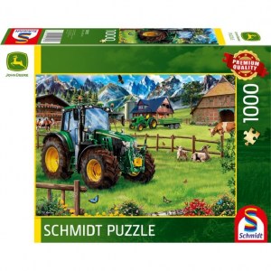 Puzzle Pascolo Alpino con trattore: John Deere 6120M - 1000 pz - Schmidt 58535 - box